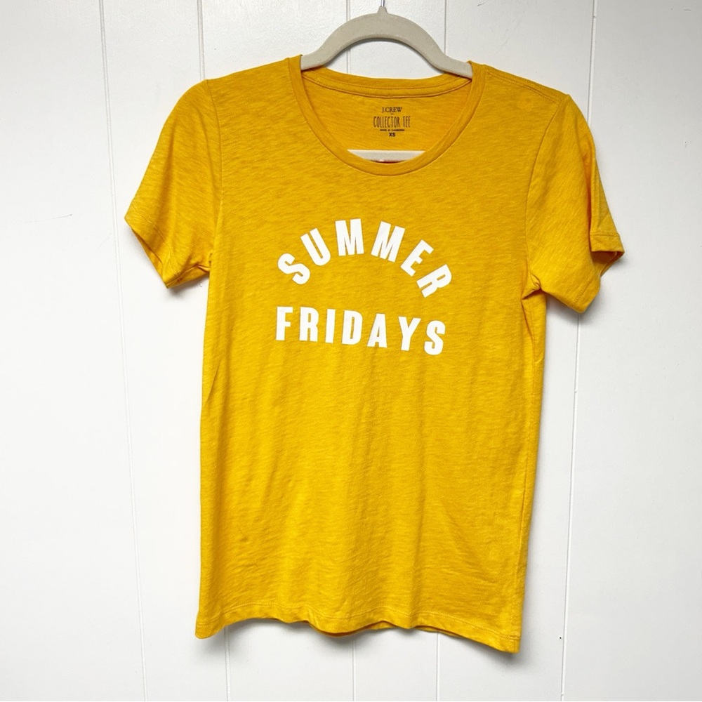 NWT J. Crew Collector Tee Yellow Summer Fridays Graphic Short Sleeve Tee XS